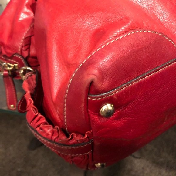 Authentic Gucci Red Soft Leather Calfskin Sabrina Boston Handbag - Picture 11 of 16